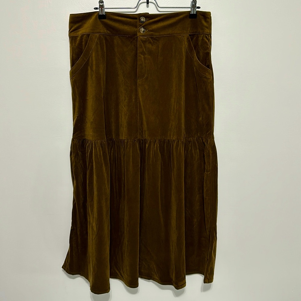 Slate Brownish Green Corduroy Skirt